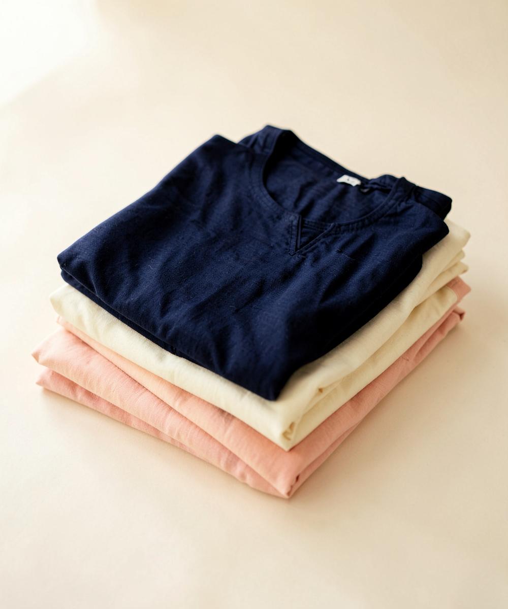 Folded garments from the Alpha & Omega collection